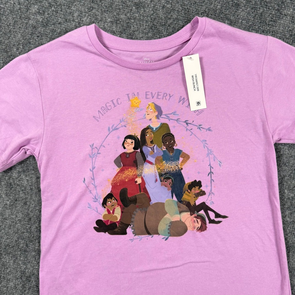 Disney Shirt Size Medium (7/8) Lavender Princesses Graphic Wish Bunch‎ NWT Kids